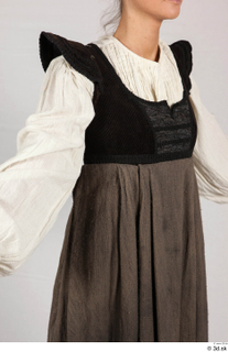  Photos Woman in Historical Dress 52 16th century Historical clothing black-brown dress upper body white shirt 0009.jpg